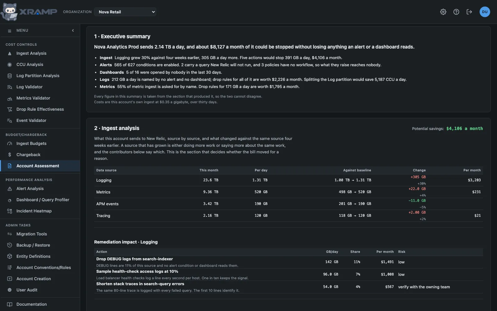 Account Assessment: One report per account