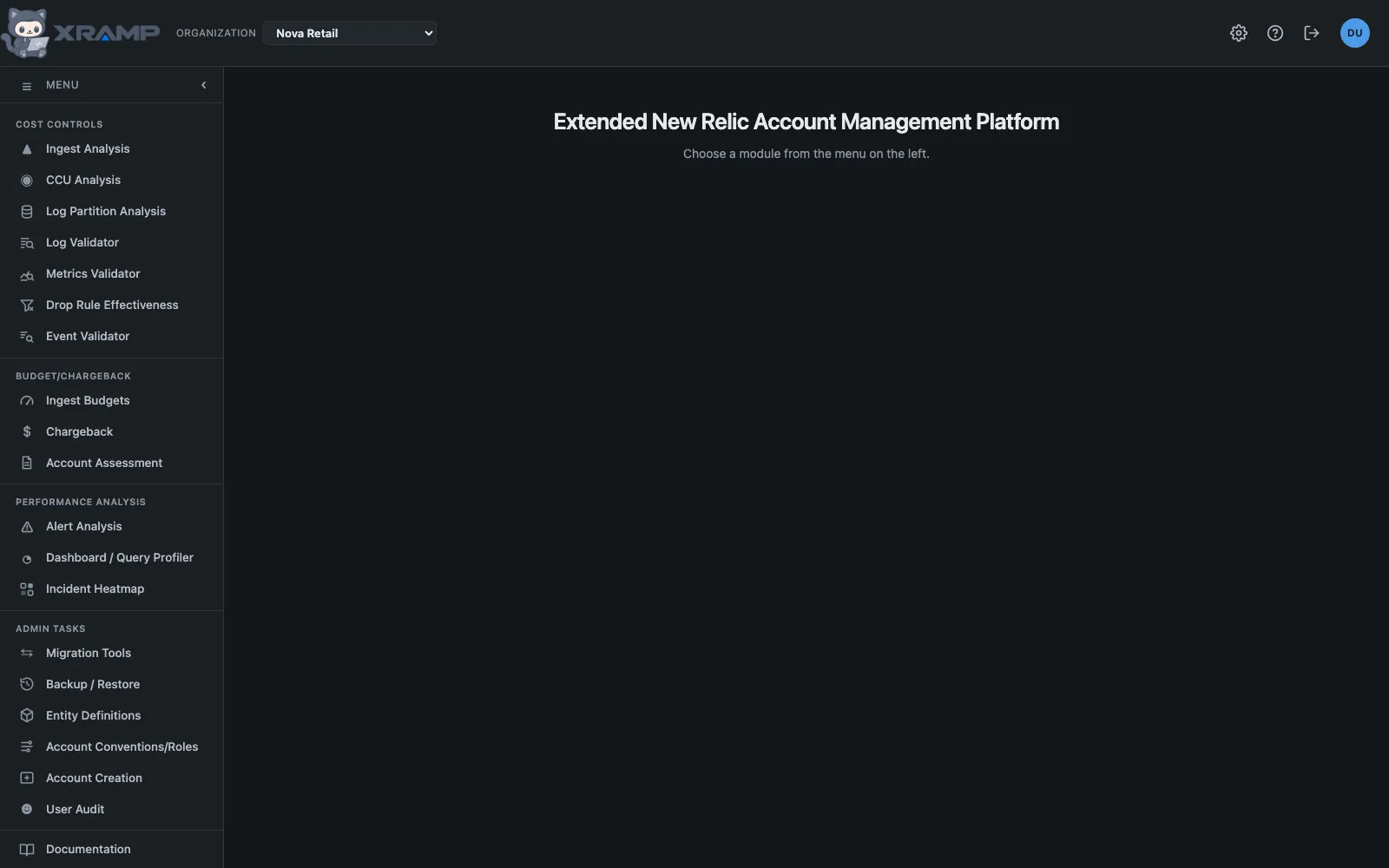Landing page: Every module, one menu